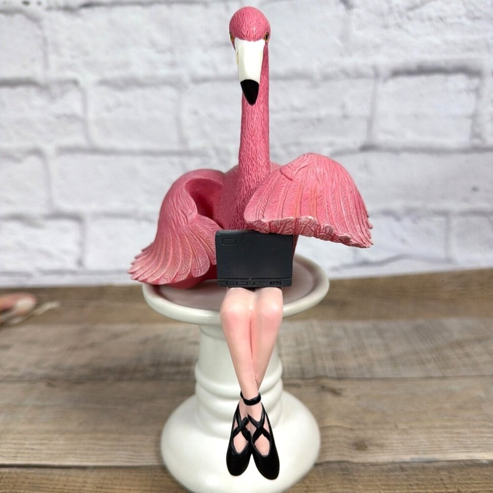Sitting Exec Office Ballet Dancer Pink Flamingo Ballerina Shelf Sitter Laptop - Picture 4 of 14